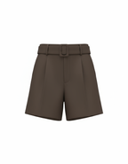 Refined Edge Belted Shorts – Dark Mocha