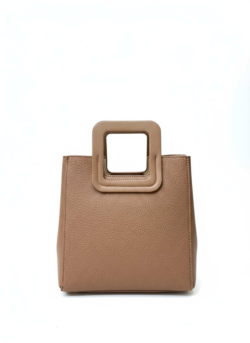 Sculpted Square Handle Tote Bag – Architectural Elegance, Effortless Edge